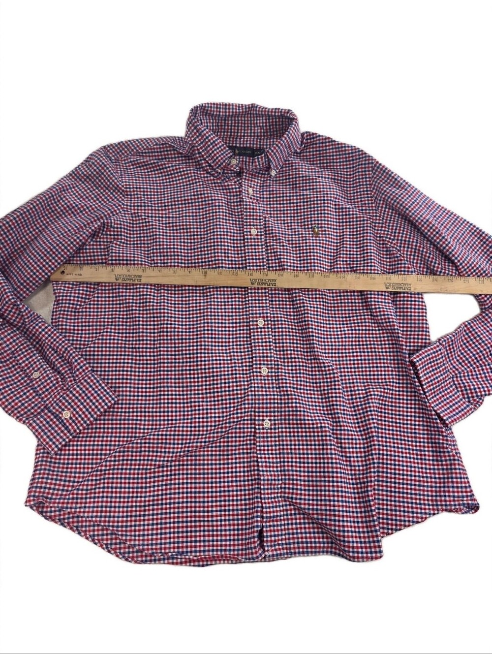 Ralph Lauren Shirt Mens XXL Red Blue White Gingham Check Pony 100% Cotton - Picture 6 of 7